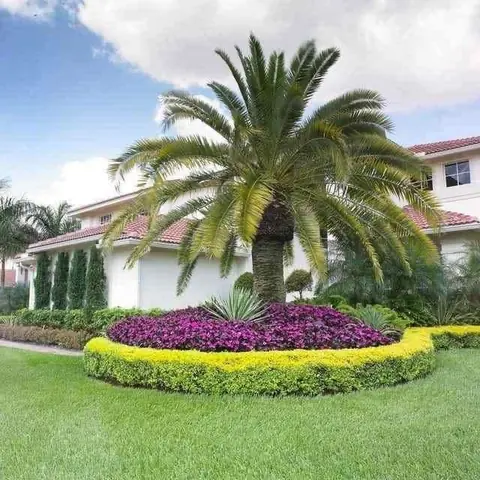 Landscape installation with plants and mulch